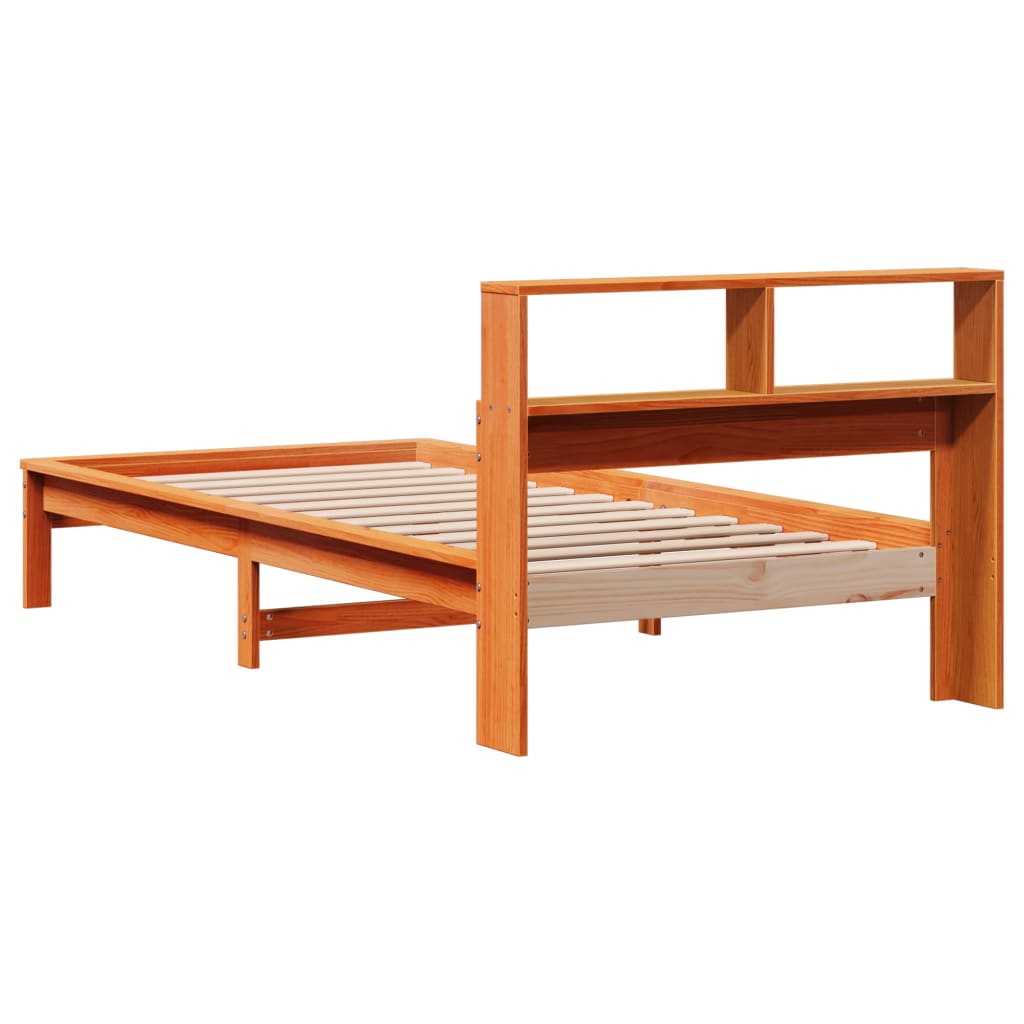 Letto Libreria senza Materasso Marrone Cera 90x190 cm in Pino - homemem39