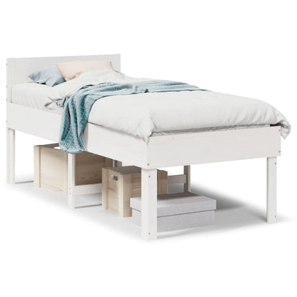 Letto senza Materasso Bianco 90x190 cm in Legno Massello Pino - homemem39