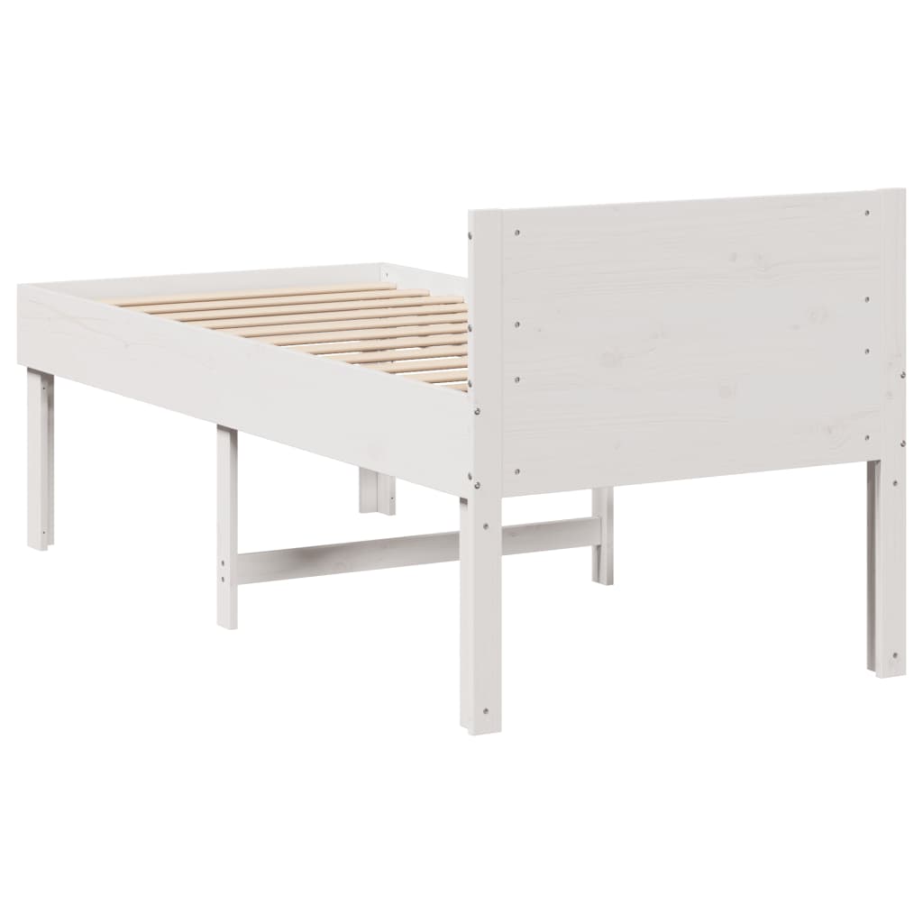 Letto senza Materasso Bianco 90x190 cm in Legno Massello Pino - homemem39