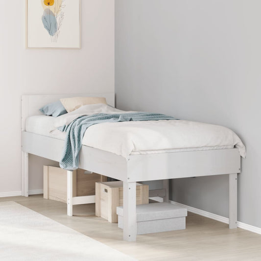 Letto senza Materasso Bianco 75x190 in Legno Massello di Pino | homemem39