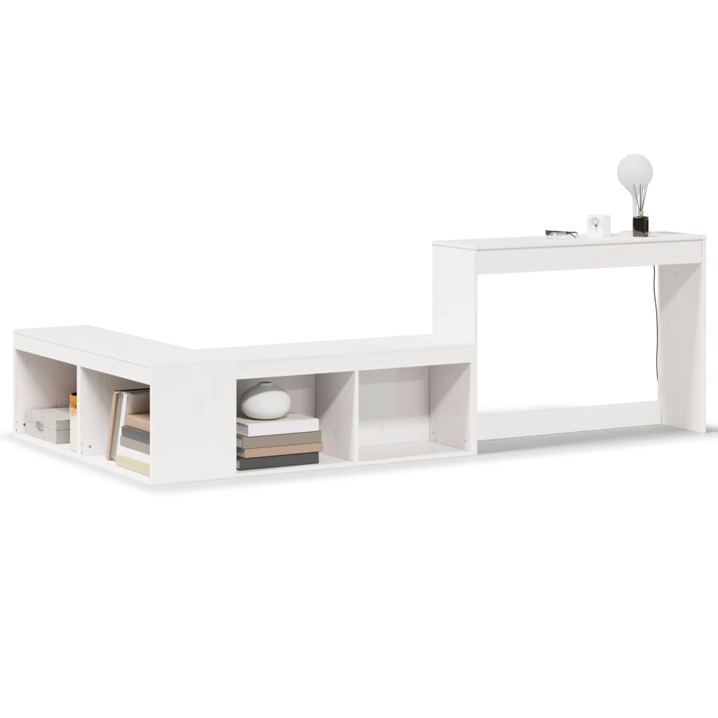 Comodino con Scrivania Bianco 232x112x75 cm in Legno di Pino - homemem39