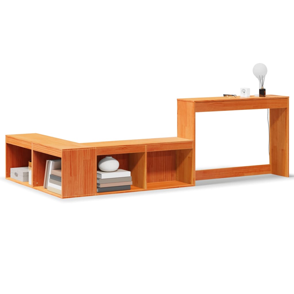 Comodino con Scrivania Marrone Cera 232x112x75 cm Legno di Pino - homemem39