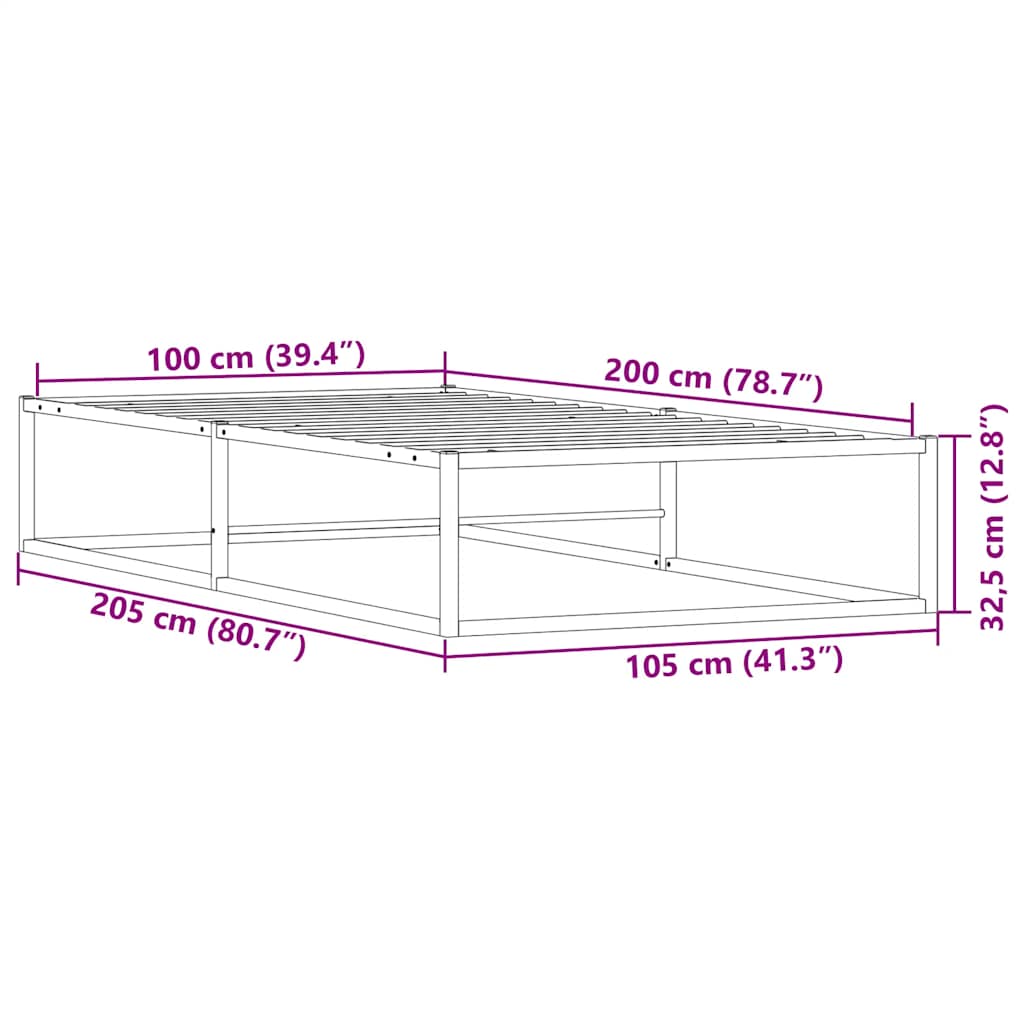 Giroletto senza Materasso Bianco 100x200 cm in Metallo | homemem39