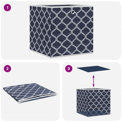 Scatole Portaoggetti 10 pz Blu 32x32x32cm Tessuto non Tessuto - homemem39