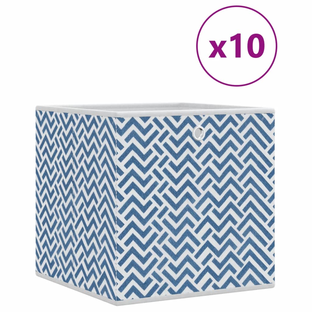 Scatole Portaoggetti 10 pz Blu 32x32x32 cm Tessuto non Tessuto - homemem39