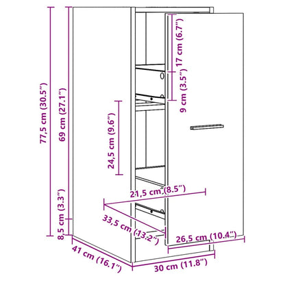 Armadietto da Farmacia Rovere 30x41x77,5 cm in Truciolato - homemem39