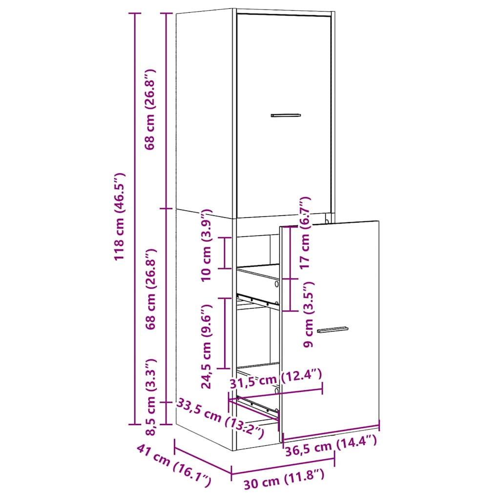 Armadietto da Farmacia Legno Vecchio 30x41x118 cm in Truciolato - homemem39