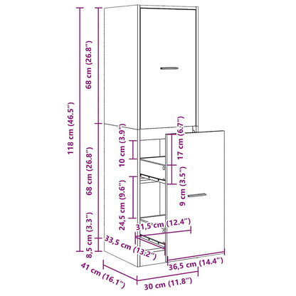Armadietto da Farmacia Legno Vecchio 30x41x118 cm in Truciolato - homemem39