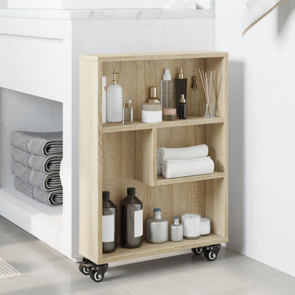 Carrello Stretto Rovere Sonoma 48x13x68 cm in Truciolato - homemem39