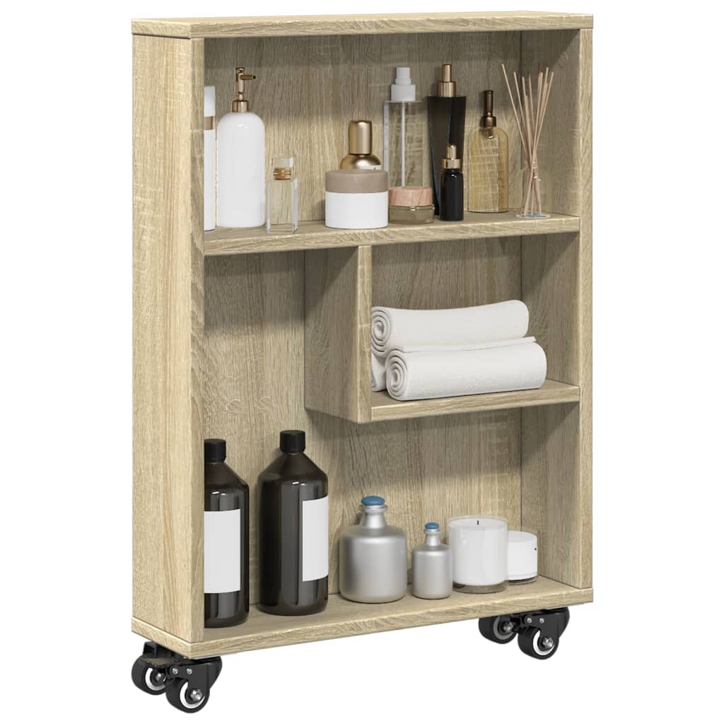 Carrello Stretto Rovere Sonoma 48x13x68 cm in Truciolato - homemem39