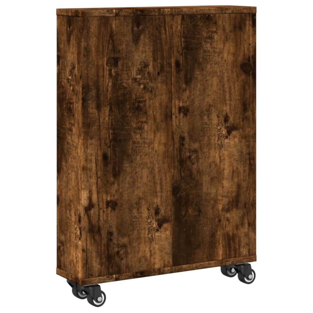 Carrello Stretto Rovere Fumo 48x13x68 cm in Truciolato - homemem39