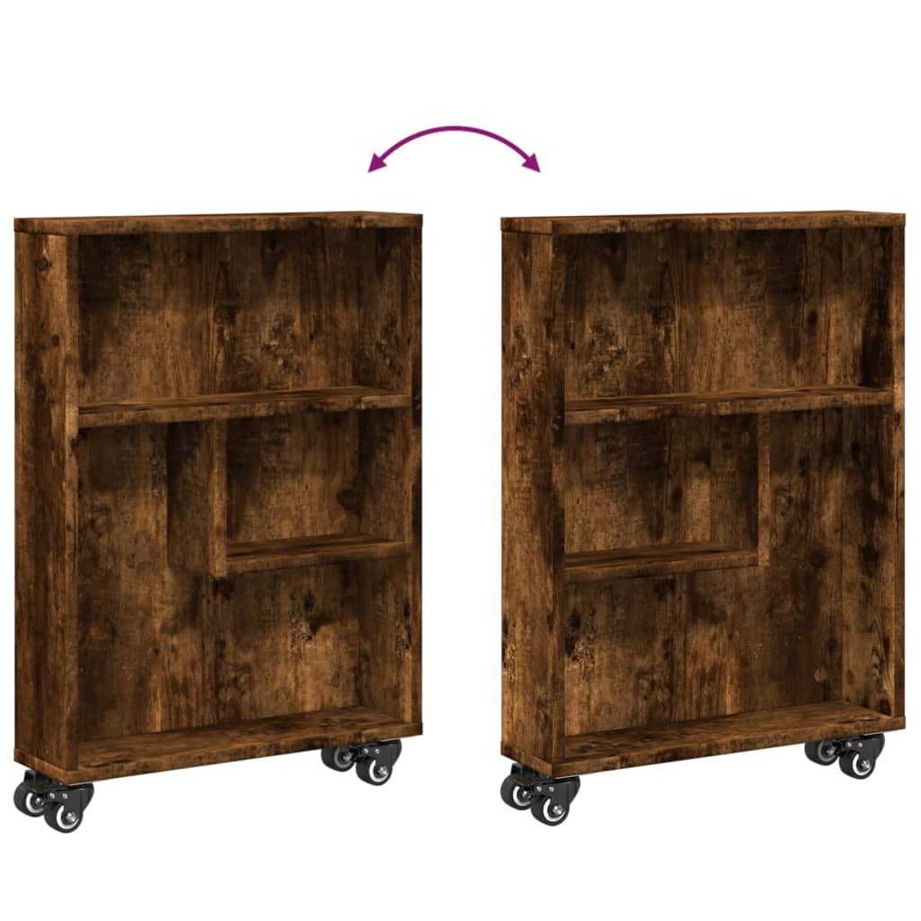 Carrello Stretto Rovere Fumo 48x13x68 cm in Truciolato - homemem39