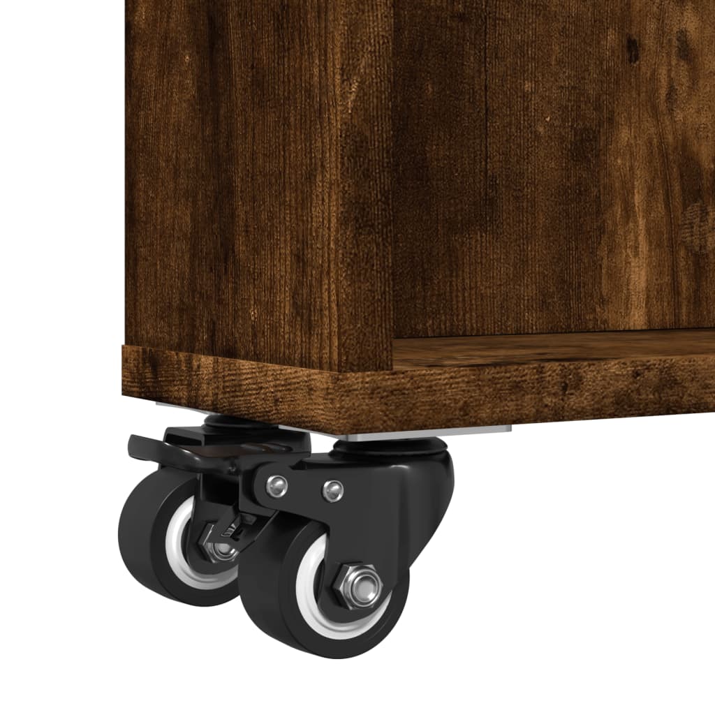 Carrello Stretto Rovere Fumo 48x13x68 cm in Truciolato - homemem39