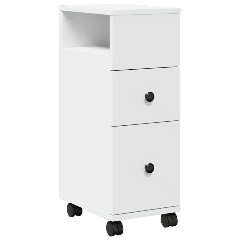 Mobile da Bagno Stretto con Ruote Bianco in Truciolato | homemem39