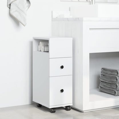 Mobile da Bagno Stretto con Ruote Bianco in Truciolato | homemem39