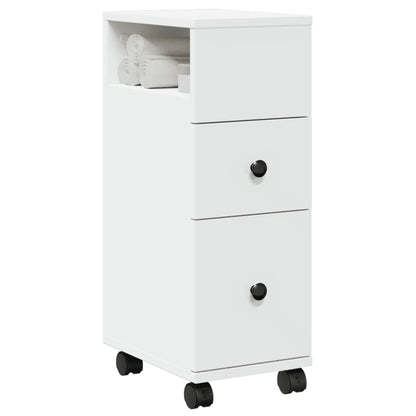Mobile da Bagno Stretto con Ruote Bianco in Truciolato | homemem39