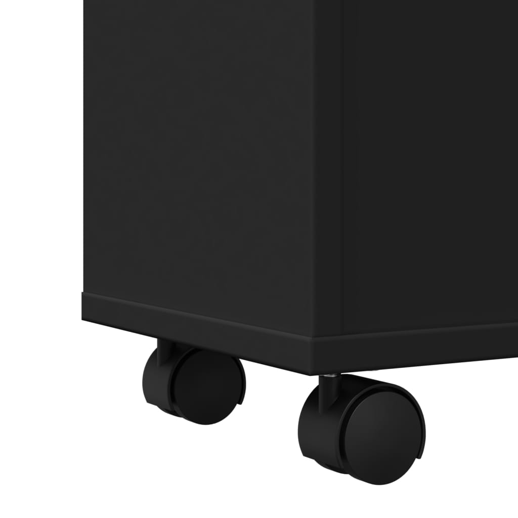 Mobile da Bagno Stretto con Ruote Nero in Truciolato | homemem39