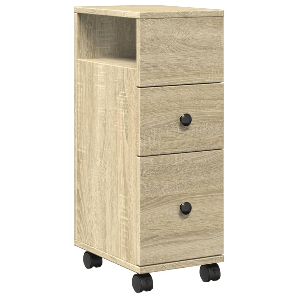 Mobile da Bagno Stretto con Ruote Rovere Sonoma in Truciolato | homemem39