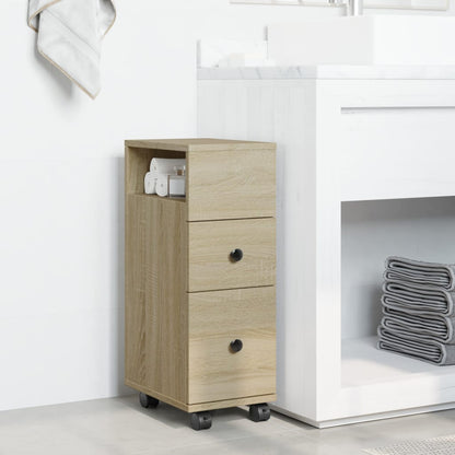 Mobile da Bagno Stretto con Ruote Rovere Sonoma in Truciolato | homemem39