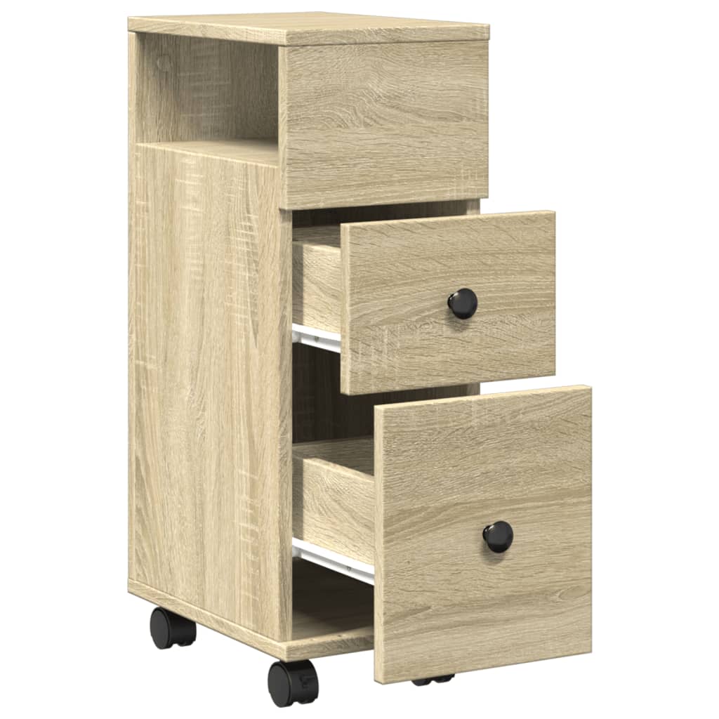 Mobile da Bagno Stretto con Ruote Rovere Sonoma in Truciolato | homemem39