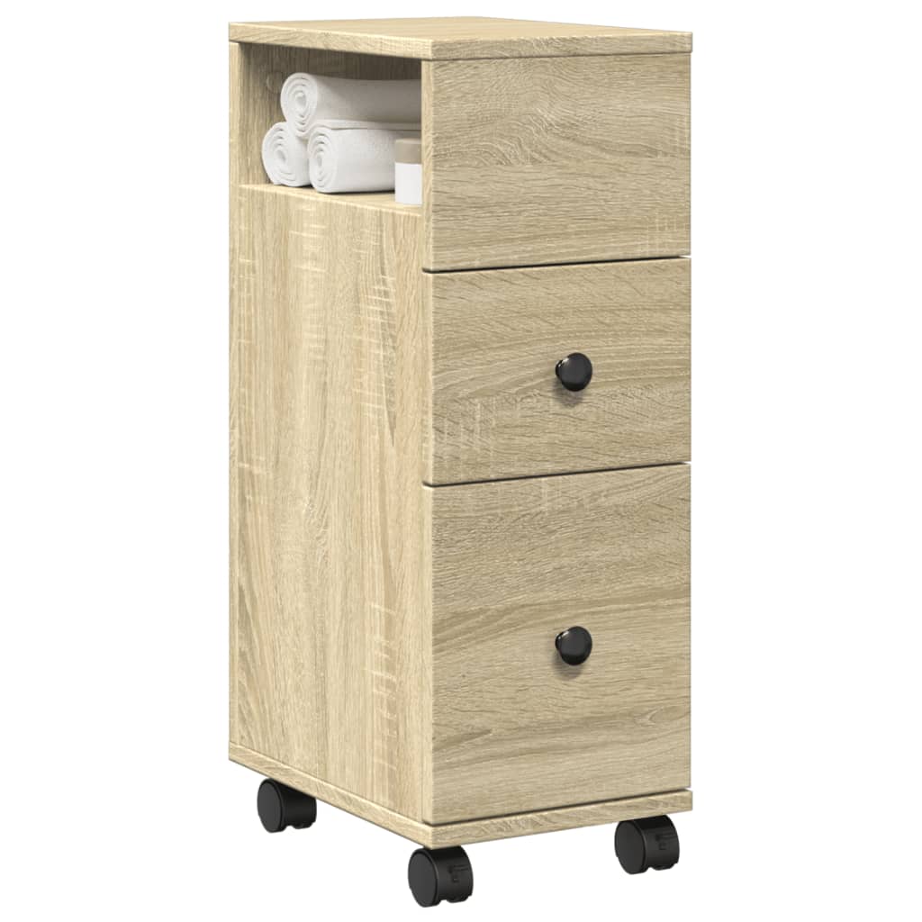 Mobile da Bagno Stretto con Ruote Rovere Sonoma in Truciolato | homemem39