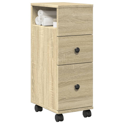 Mobile da Bagno Stretto con Ruote Rovere Sonoma in Truciolato | homemem39