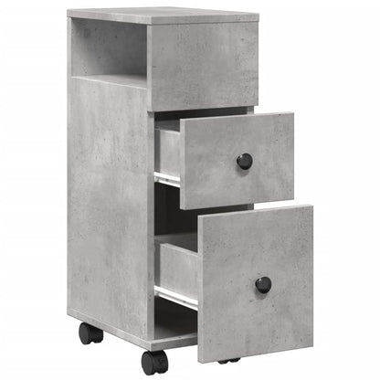 Mobile da Bagno Stretto con Ruote Grigio Cemento in Truciolato | homemem39