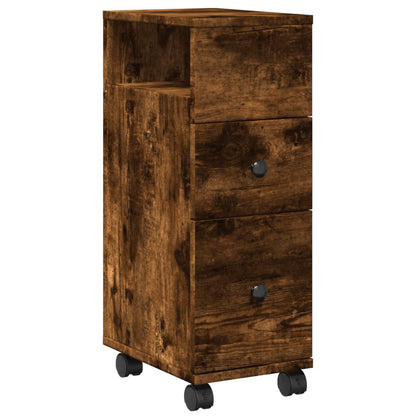 Mobile da Bagno Stretto con Ruote Rovere Fumo in Truciolato | homemem39