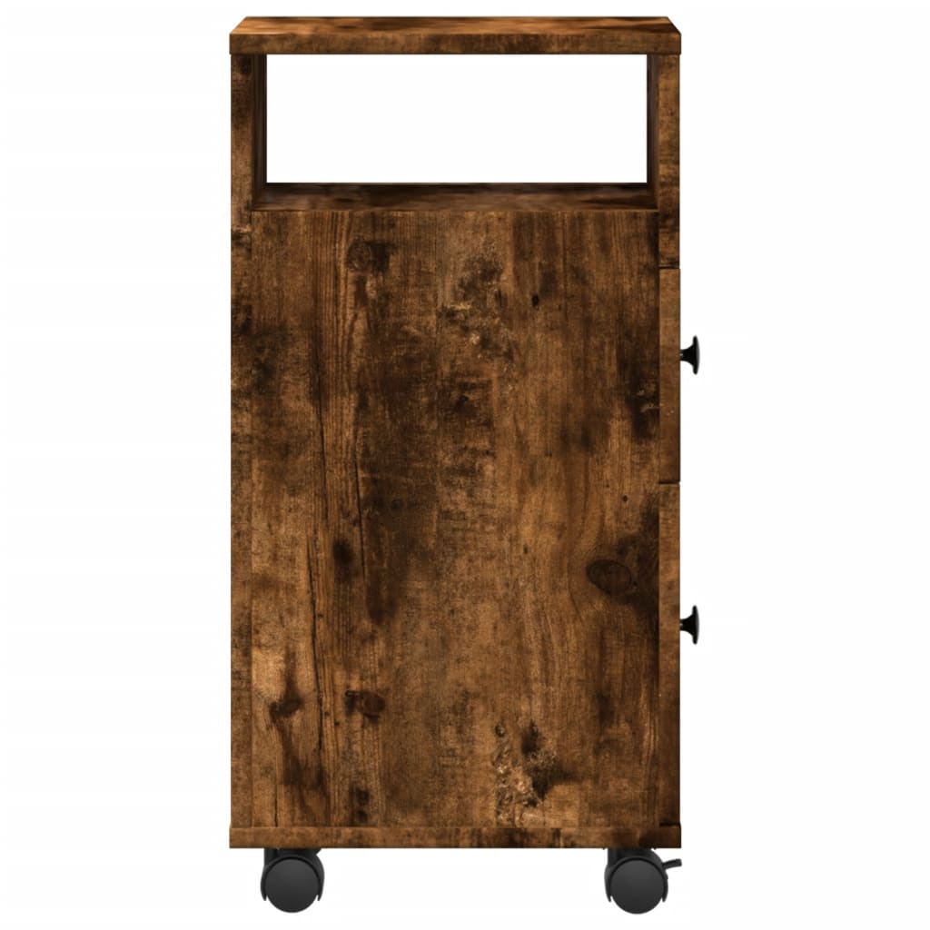 Mobile da Bagno Stretto con Ruote Rovere Fumo in Truciolato | homemem39