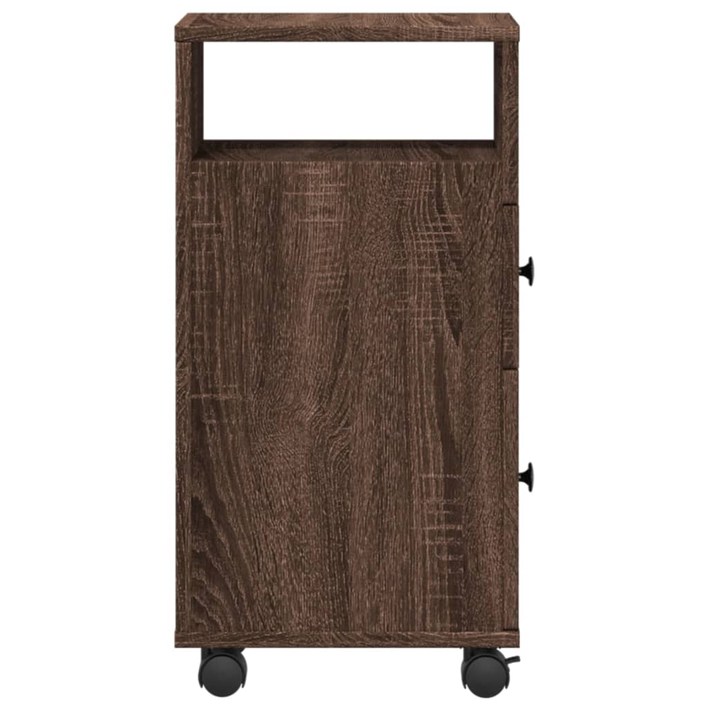 Mobile da Bagno Stretto con Ruote Rovere Marrone in Truciolato | homemem39