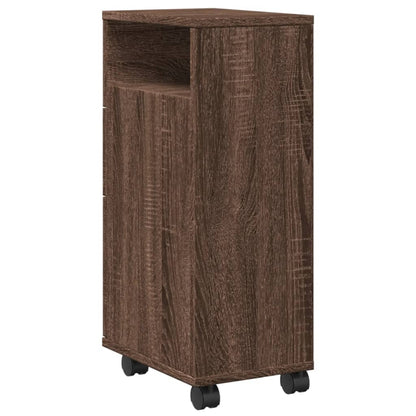 Mobile da Bagno Stretto con Ruote Rovere Marrone in Truciolato | homemem39