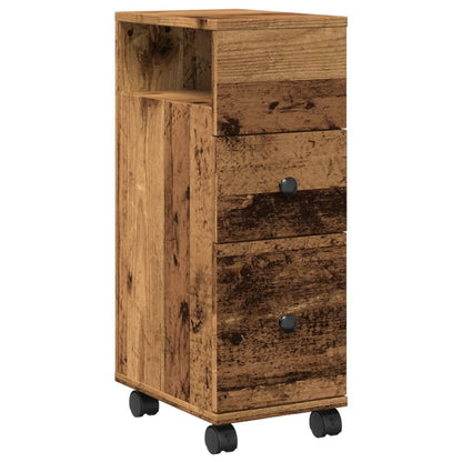 Mobile da Bagno Stretto con Ruote Legno Vecchio in Truciolato | homemem39