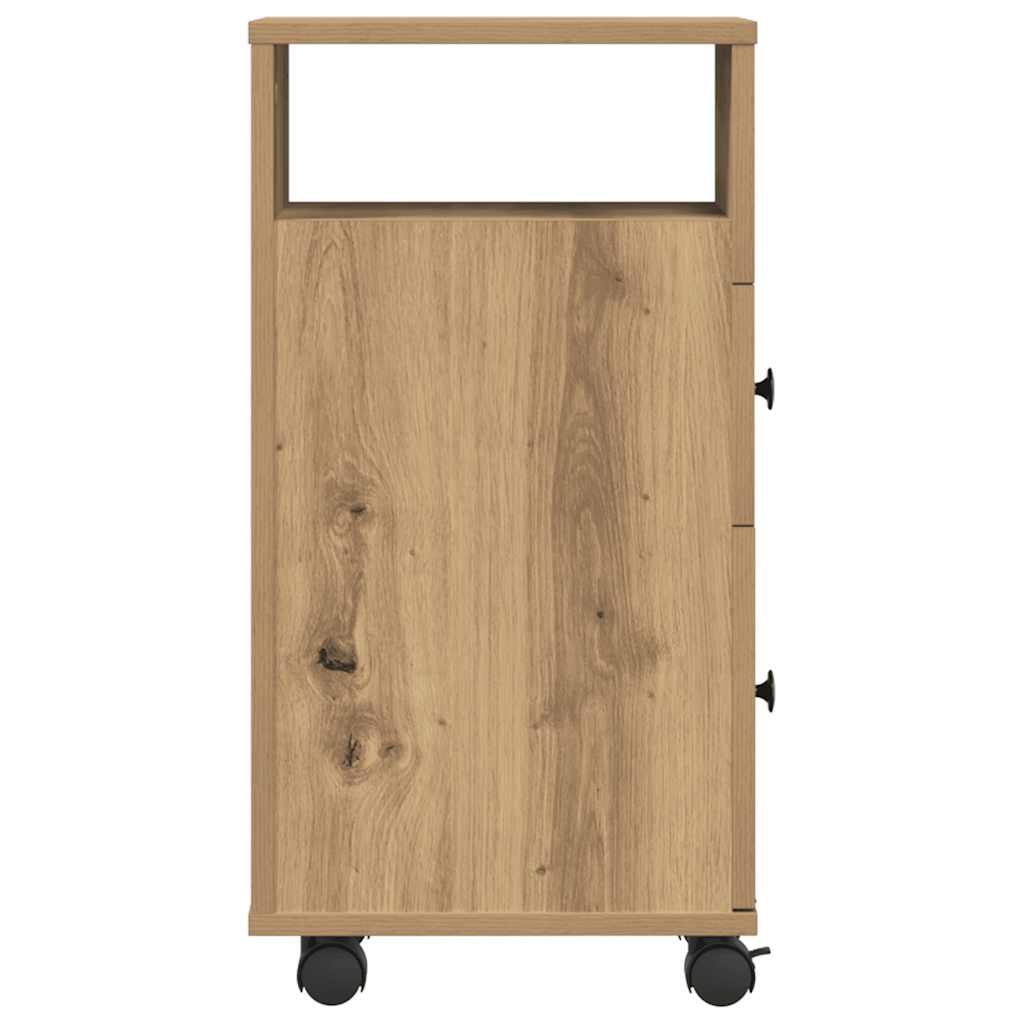 Mobile da Bagno Stretto con Ruote Rovere Artigianale Truciolato | homemem39