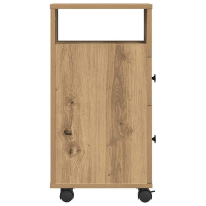 Mobile da Bagno Stretto con Ruote Rovere Artigianale Truciolato | homemem39