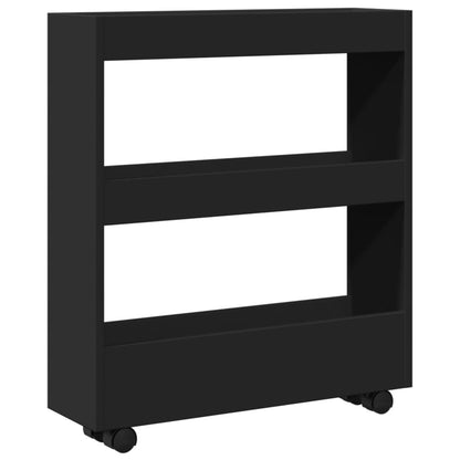 Carrello Portaoggetti Stretto a 3 Livelli Nero in Truciolato - homemem39