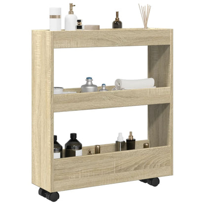 Carrello Stretto a 3 Livelli Rovere Sonoma in Truciolato - homemem39