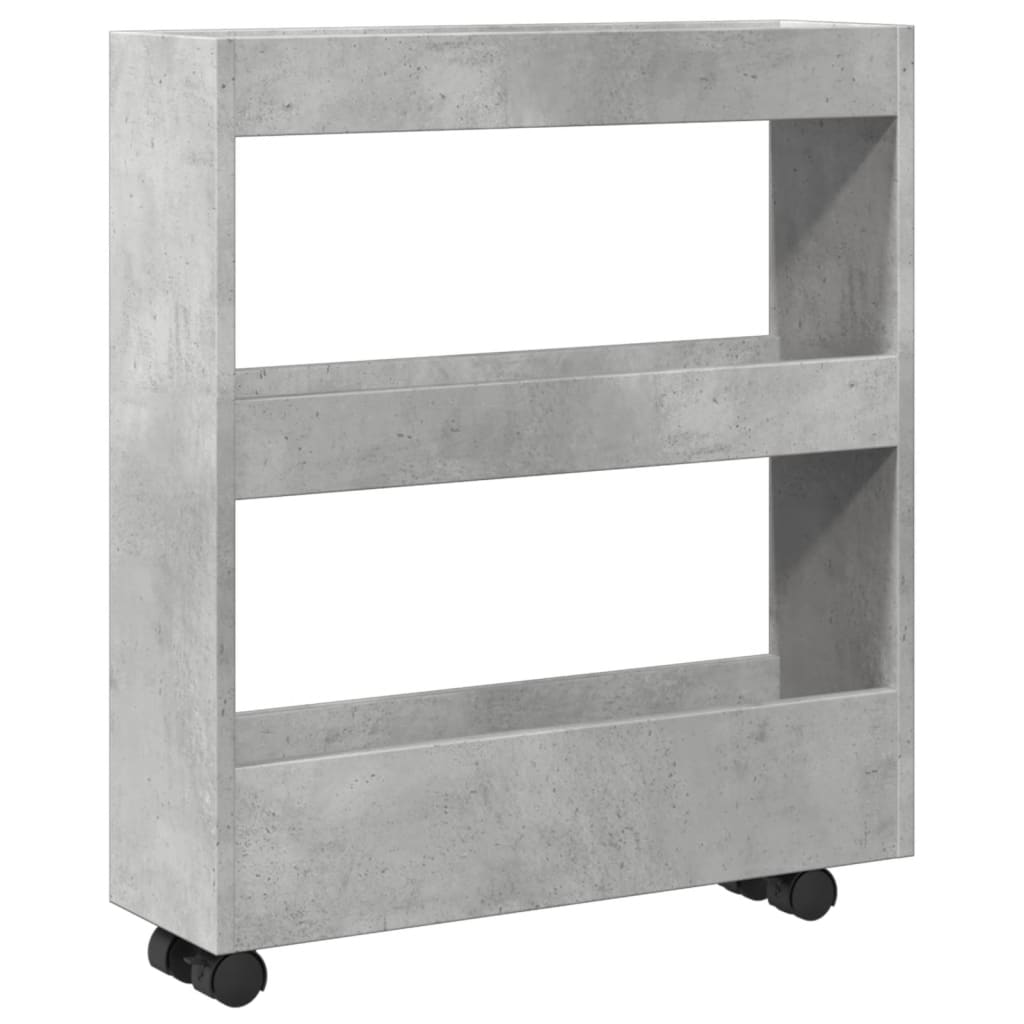 Carrello Stretto a 3 Livelli Grigio Cemento in Truciolato - homemem39