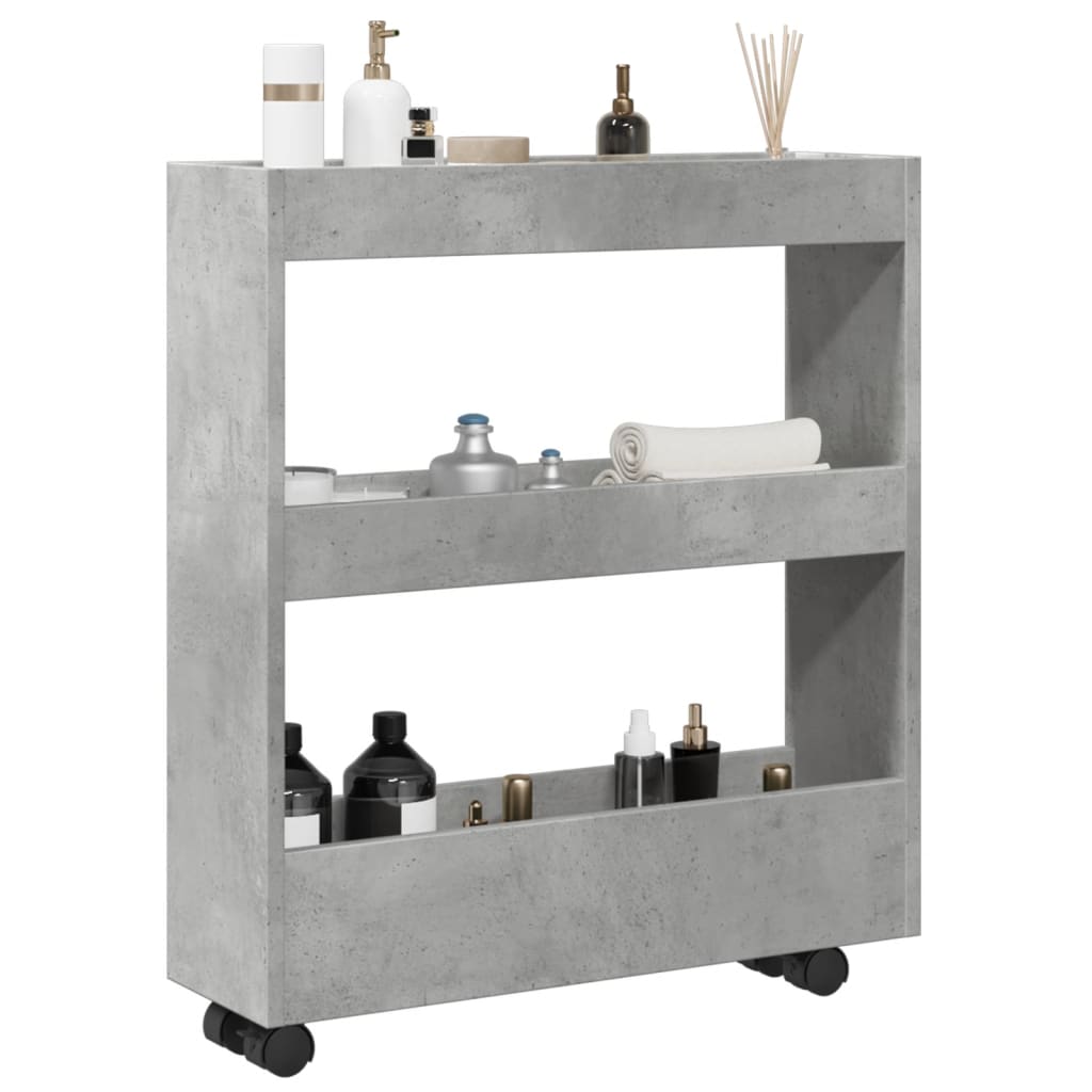 Carrello Stretto a 3 Livelli Grigio Cemento in Truciolato - homemem39