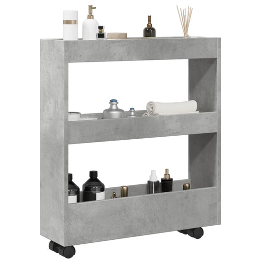Carrello Stretto a 3 Livelli Grigio Cemento in Truciolato - homemem39