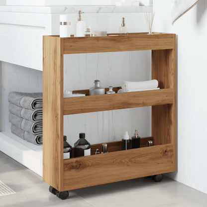Carrello Stretto a 3 Livelli Rovere Artigianale in Truciolato - homemem39