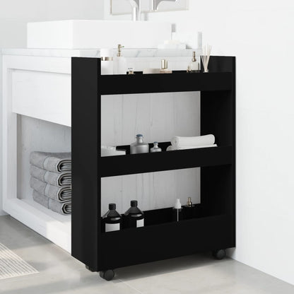 Carrello Portaoggetti Stretto a 3 Livelli Nero in Truciolato - homemem39