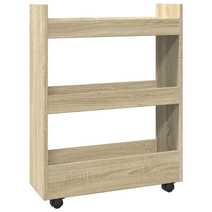 Carrello Stretto a 3 Livelli Rovere Sonoma in Truciolato - homemem39