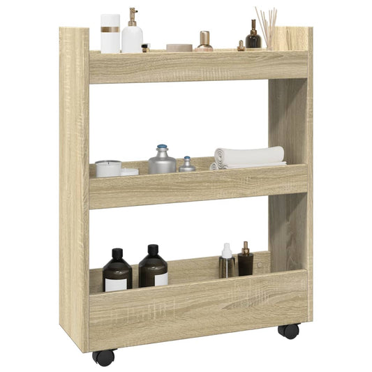Carrello Stretto a 3 Livelli Rovere Sonoma in Truciolato - homemem39