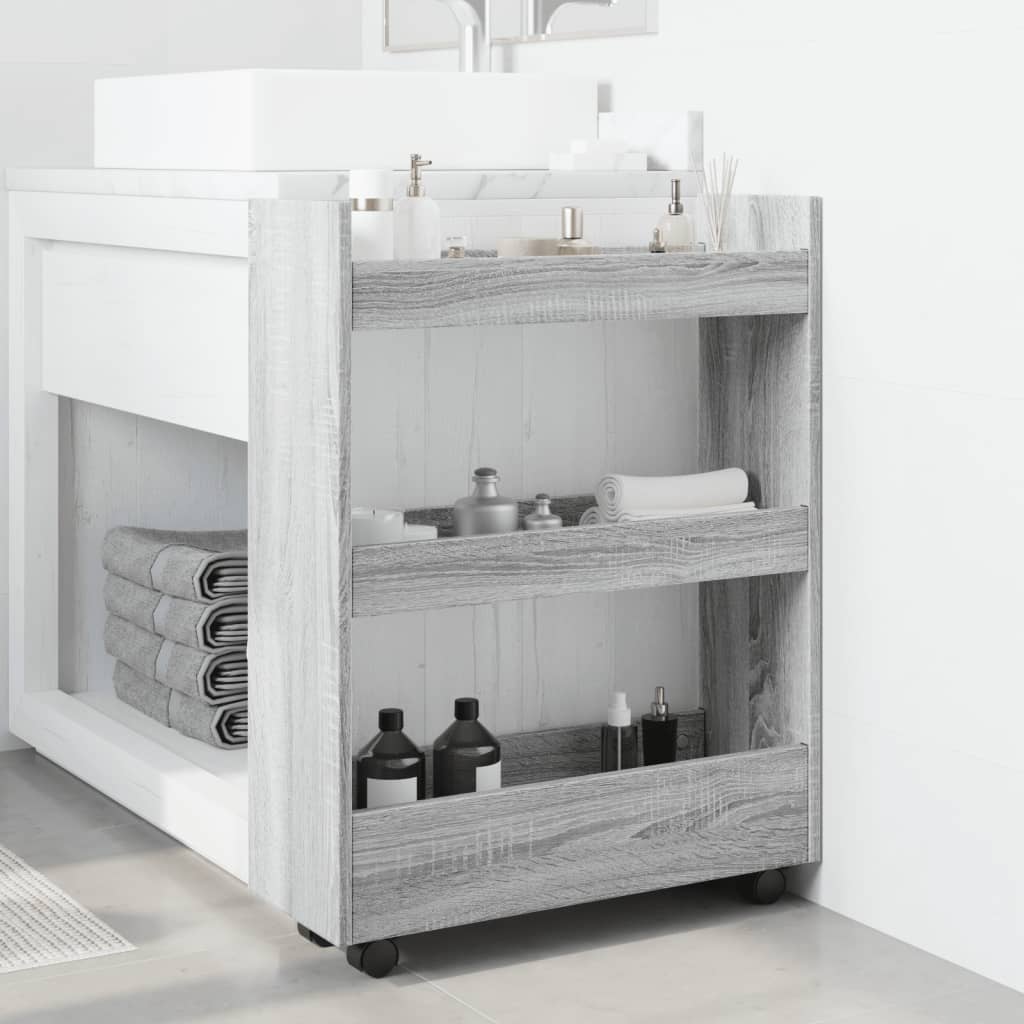 Carrello Stretto a 3 Livelli Grigio Sonoma in Truciolato - homemem39