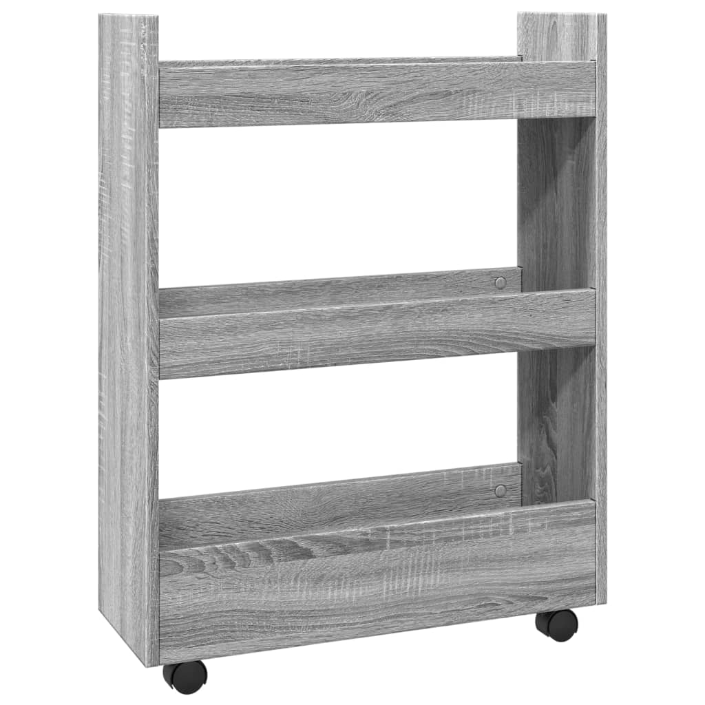 Carrello Stretto a 3 Livelli Grigio Sonoma in Truciolato - homemem39