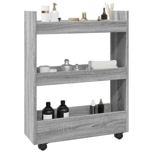Carrello Stretto a 3 Livelli Grigio Sonoma in Truciolato - homemem39