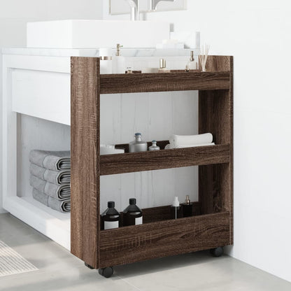 Carrello Stretto a 3 Livelli Rovere Marrone in Truciolato - homemem39
