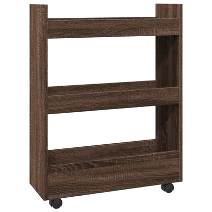 Carrello Stretto a 3 Livelli Rovere Marrone in Truciolato - homemem39