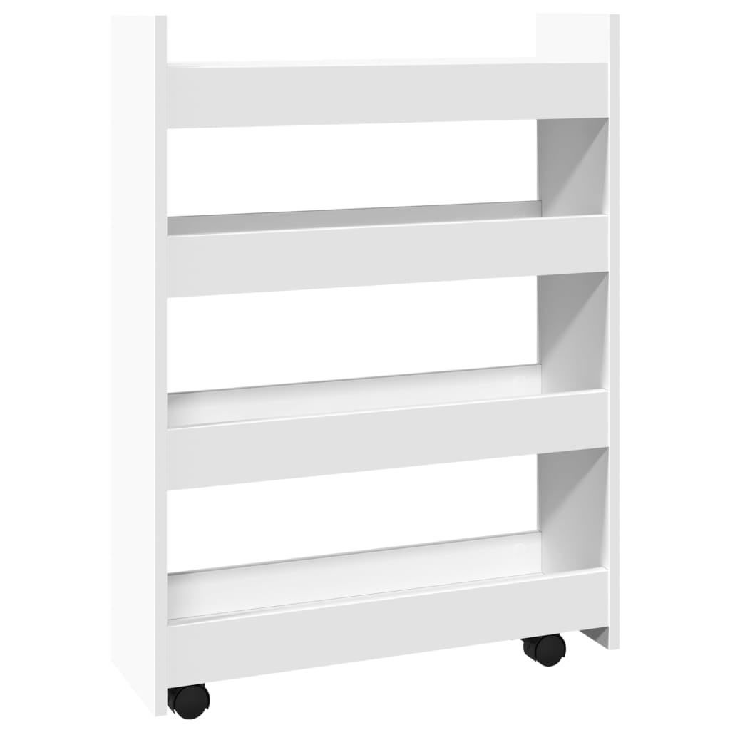 Carrello Portaoggetti Stretto a 4 Livelli in Truciolato - homemem39