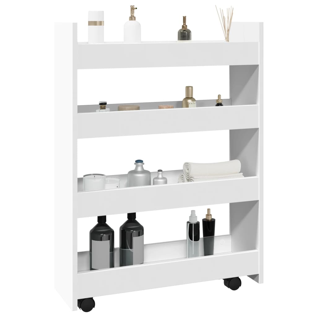 Carrello Portaoggetti Stretto a 4 Livelli in Truciolato - homemem39